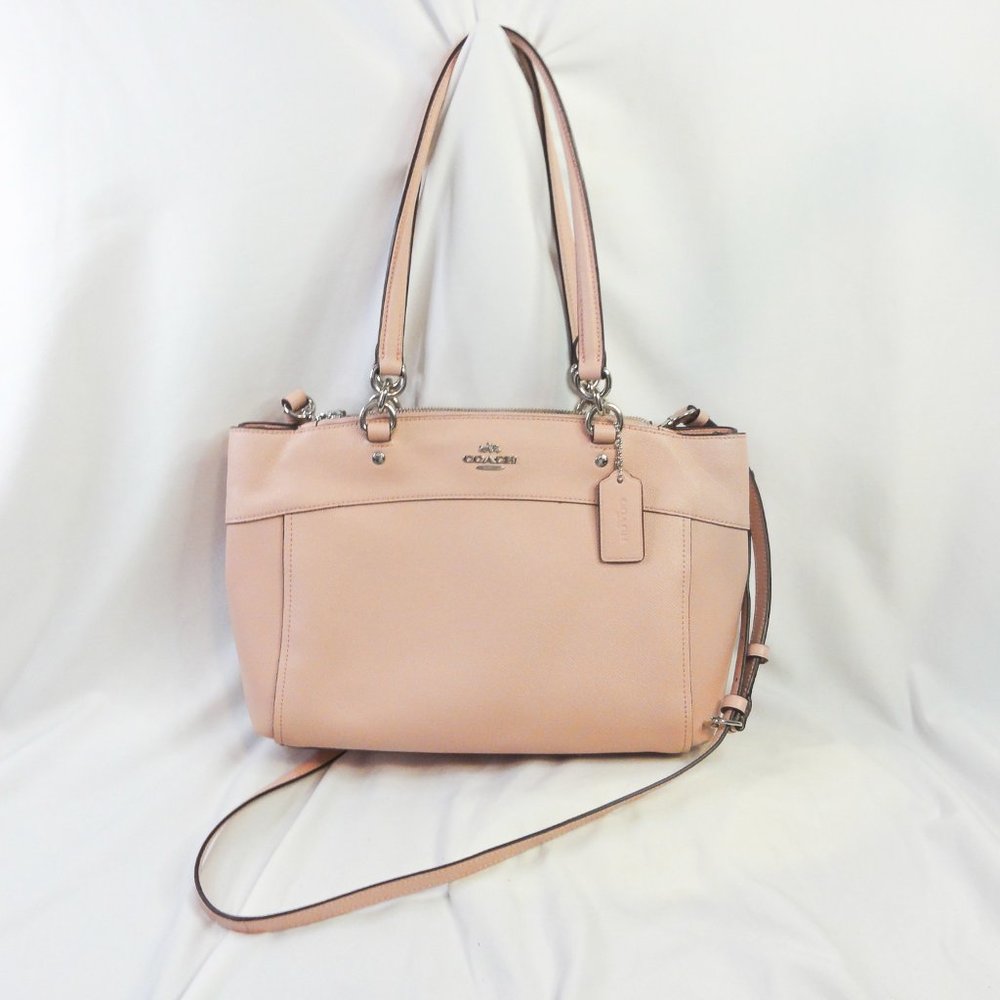 Coach Brooke Carryall Satchel Handbag in Blush Pink Crossgrain Leather